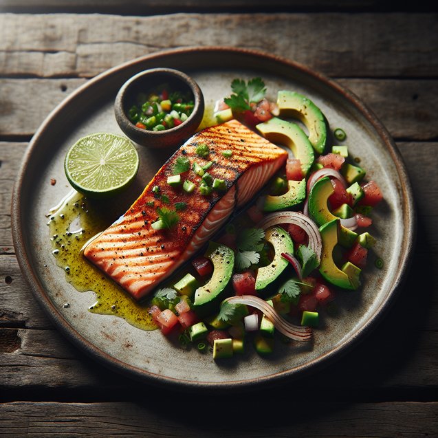 Mediterranean Saffron Citrus Salmon With Avocado Salsa
