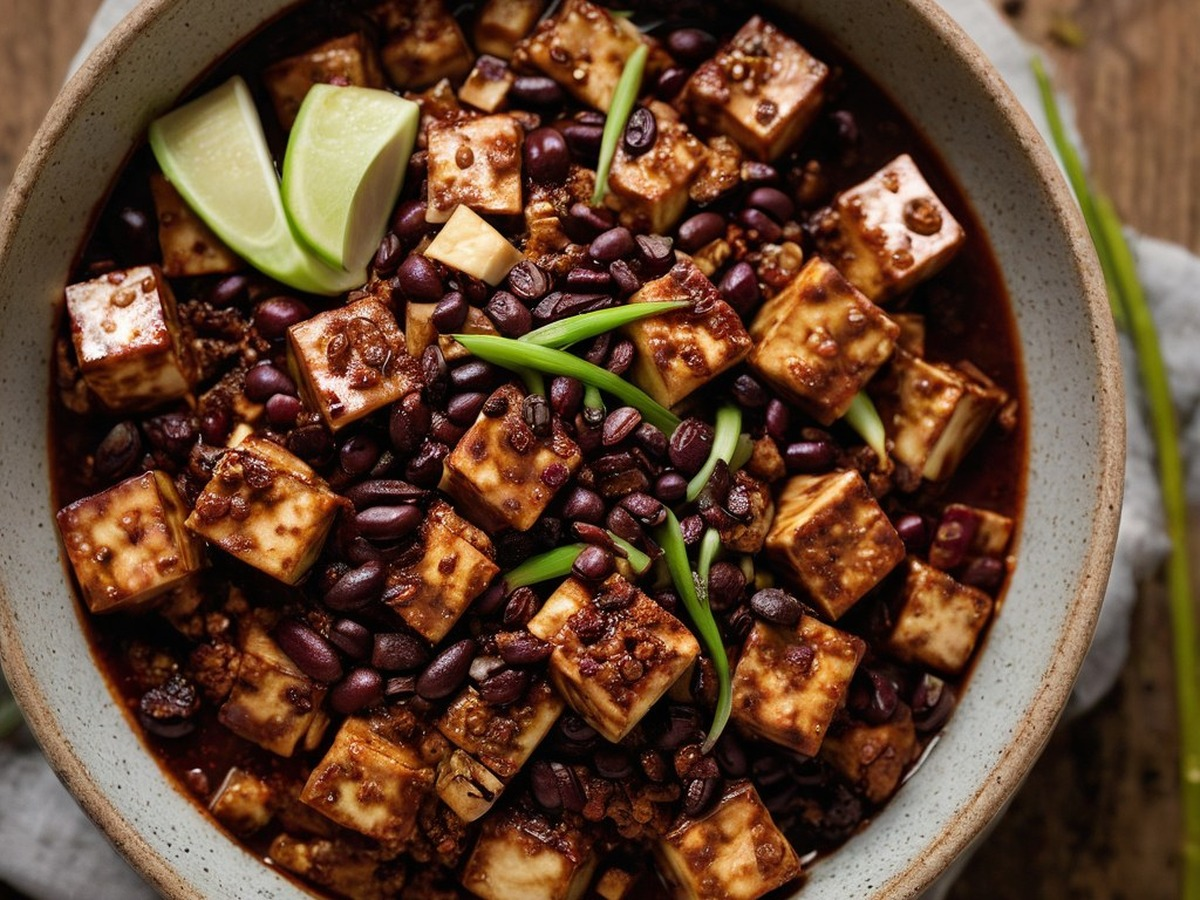 Sichuan Mapo Tofu With Braised Napa Cabbage Sichuan Mapo Tofu With Braised Napa Cabbage served and ready to enjoy