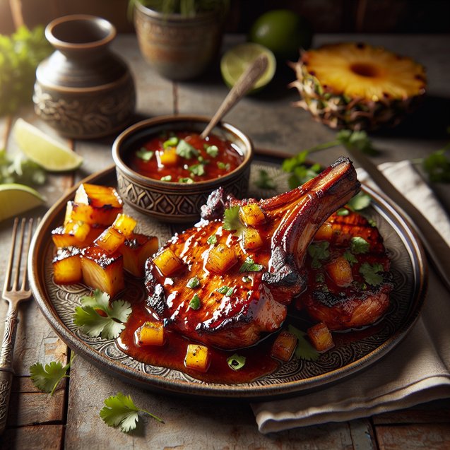 Mexican Smoky Chipotle Pineapple Glazed Pork Chops