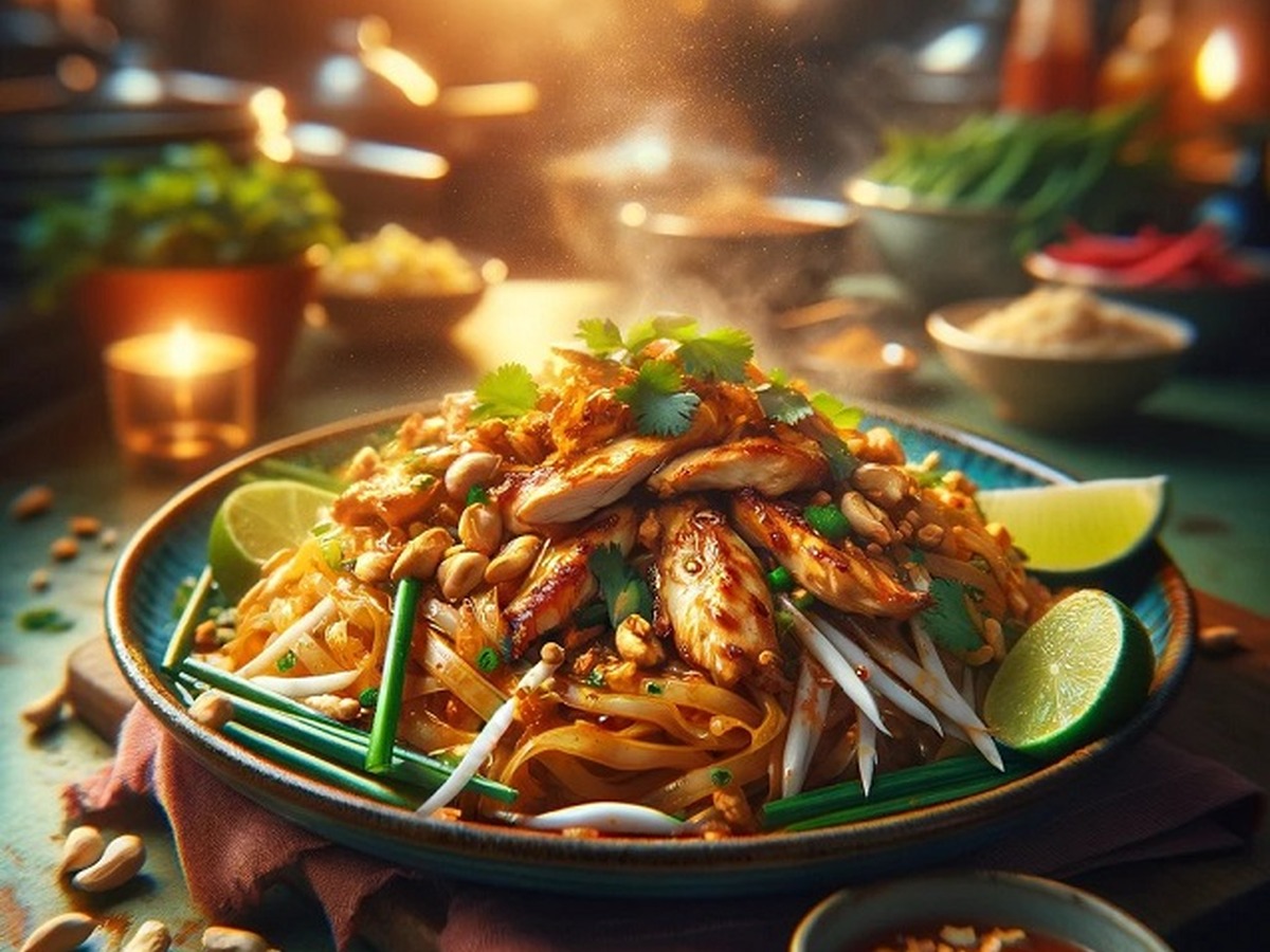 Chicken Pad Thai served and ready to enjoy