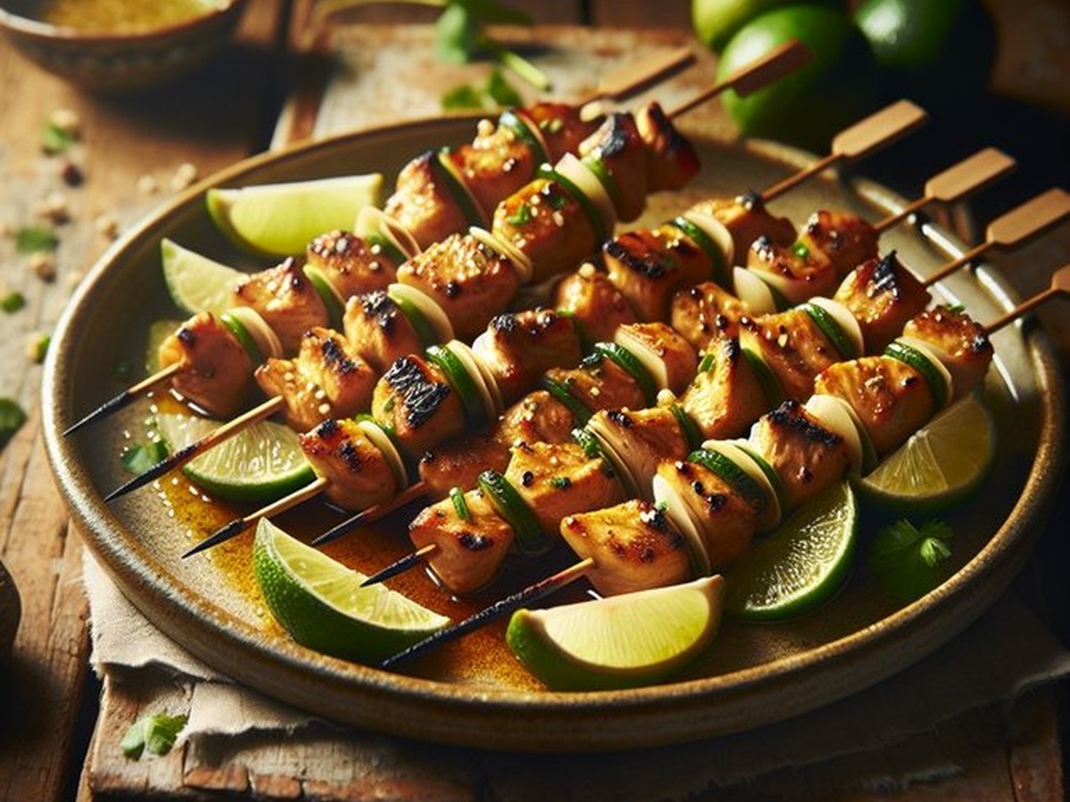 Zesty Lemongrass Ginger Chicken Skewers served and ready to enjoy