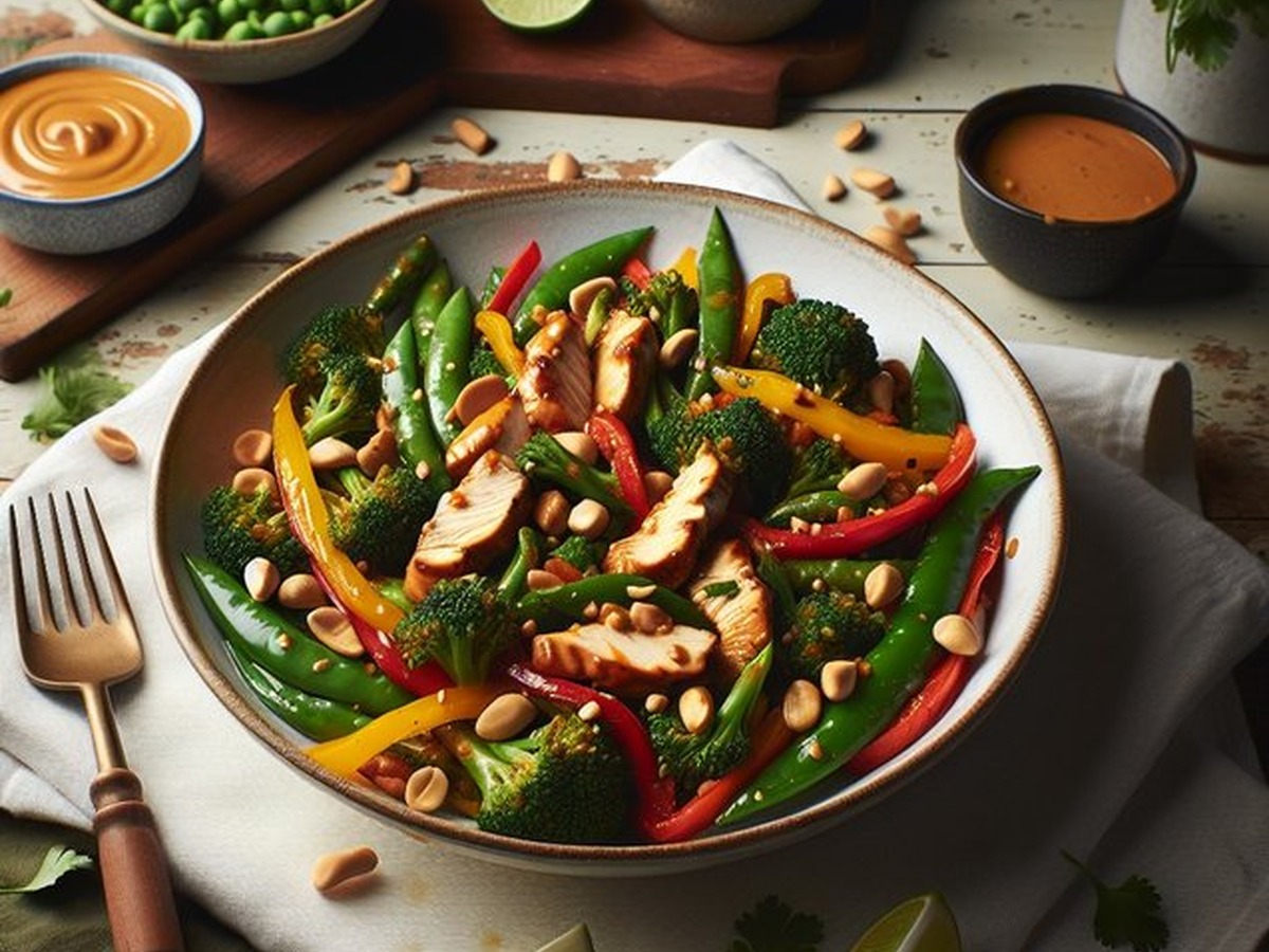 Zesty Wildflower Peanut Chicken Stir-Fry served and ready to enjoy