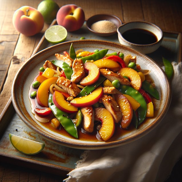 Chinese Zesty Ginger Peach Chicken Stir-Fry
