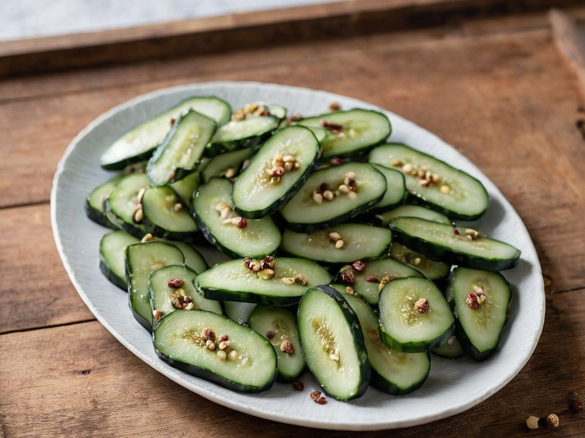 Sichuan Spicy Szechuan Cucumber Salad Sichuan Spicy Szechuan Cucumber Salad served and ready to enjoy