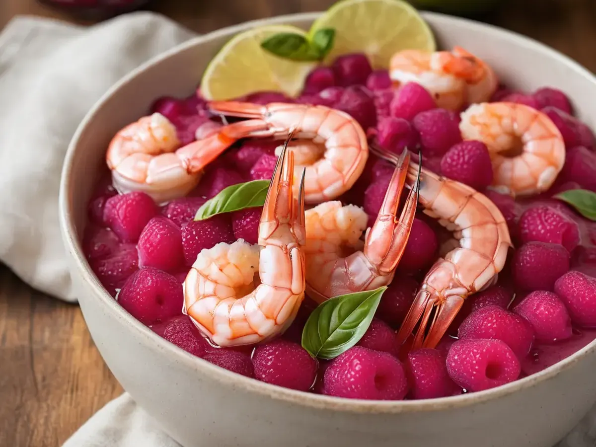 Aurora Dragonfruit Shrimp Fantasia served and ready to enjoy