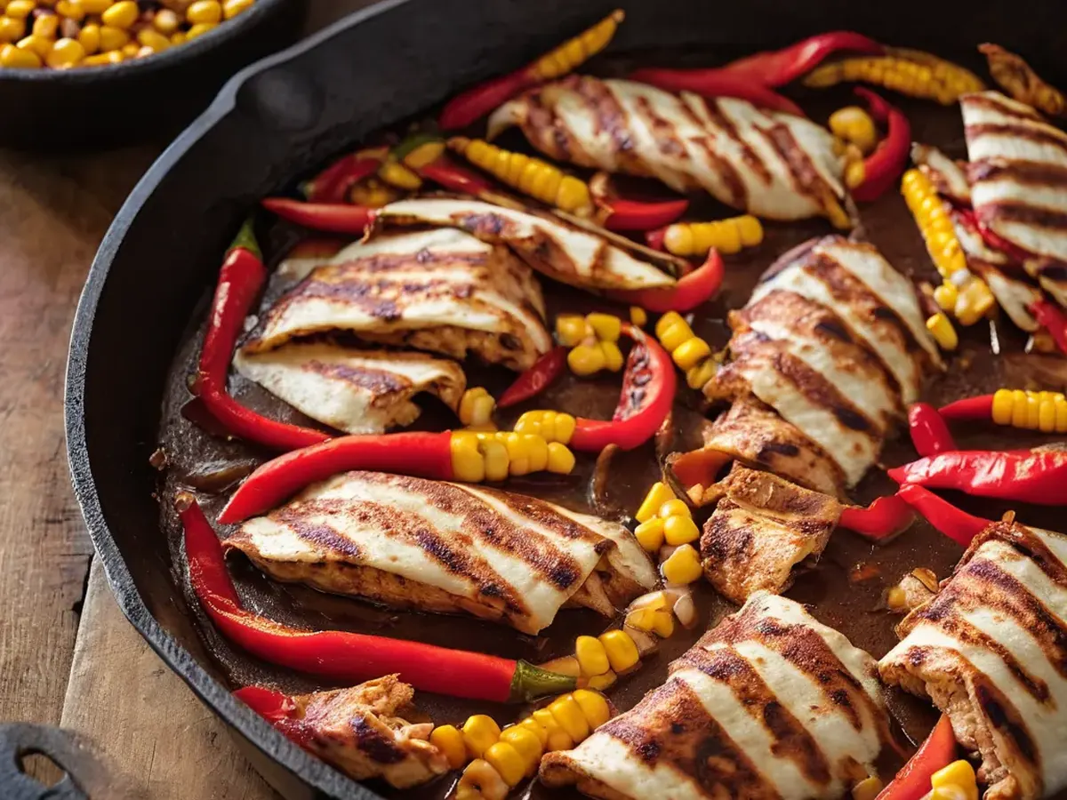 Sizzling Whiskey Chipotle Chicken Fajitas served and ready to enjoy
