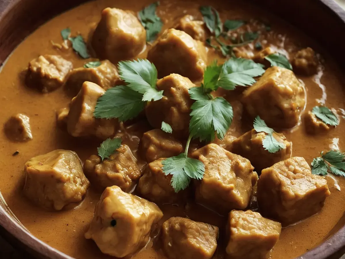 Tamarind Coconut Chicken Curry served and ready to enjoy