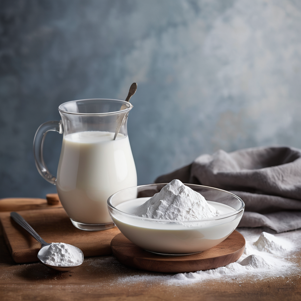 What Is Milk? A Practical Ingredient Guide A glass of white milk next to a carton and a small bowl of flour.